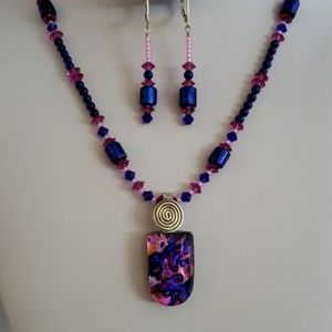Blue & Pink Dichroic Glass Set